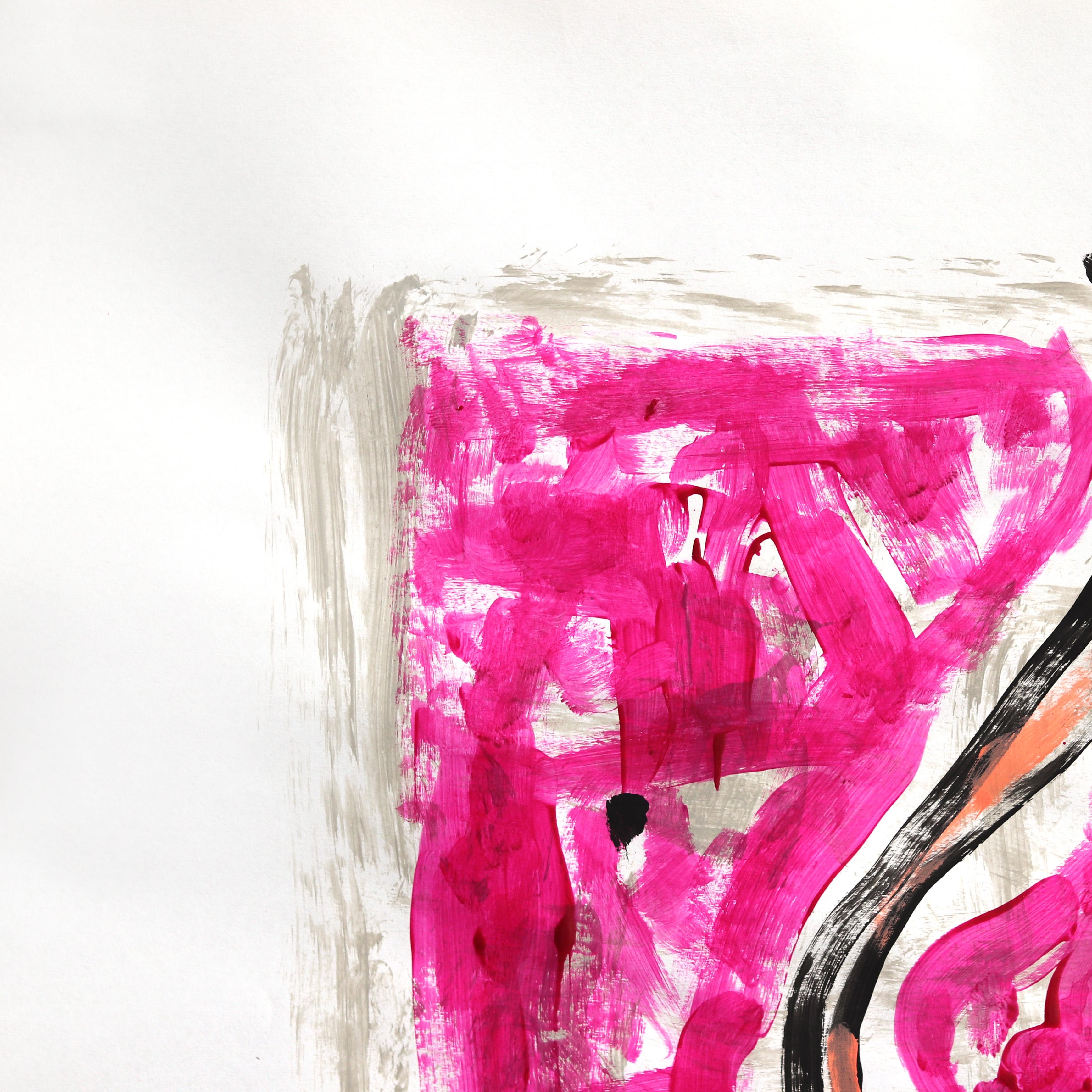 Magenta Twirl - Pittura figurativa di una ballerina vibrante e giocosa di Gary Johns in vendita 1