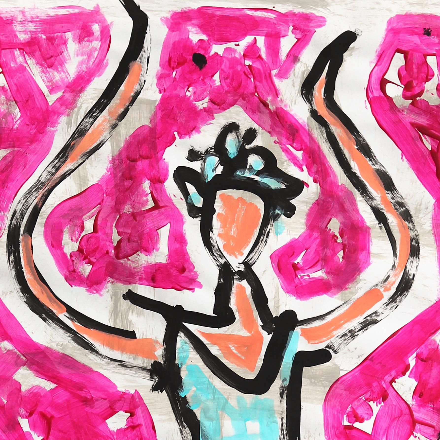 Magenta Twirl - Pittura figurativa di una ballerina vibrante e giocosa di Gary Johns in vendita 3