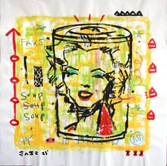 Marilyn Soup - Abstrait Figuratif Vibrant Portrait Pop Artwork by Gary Johns