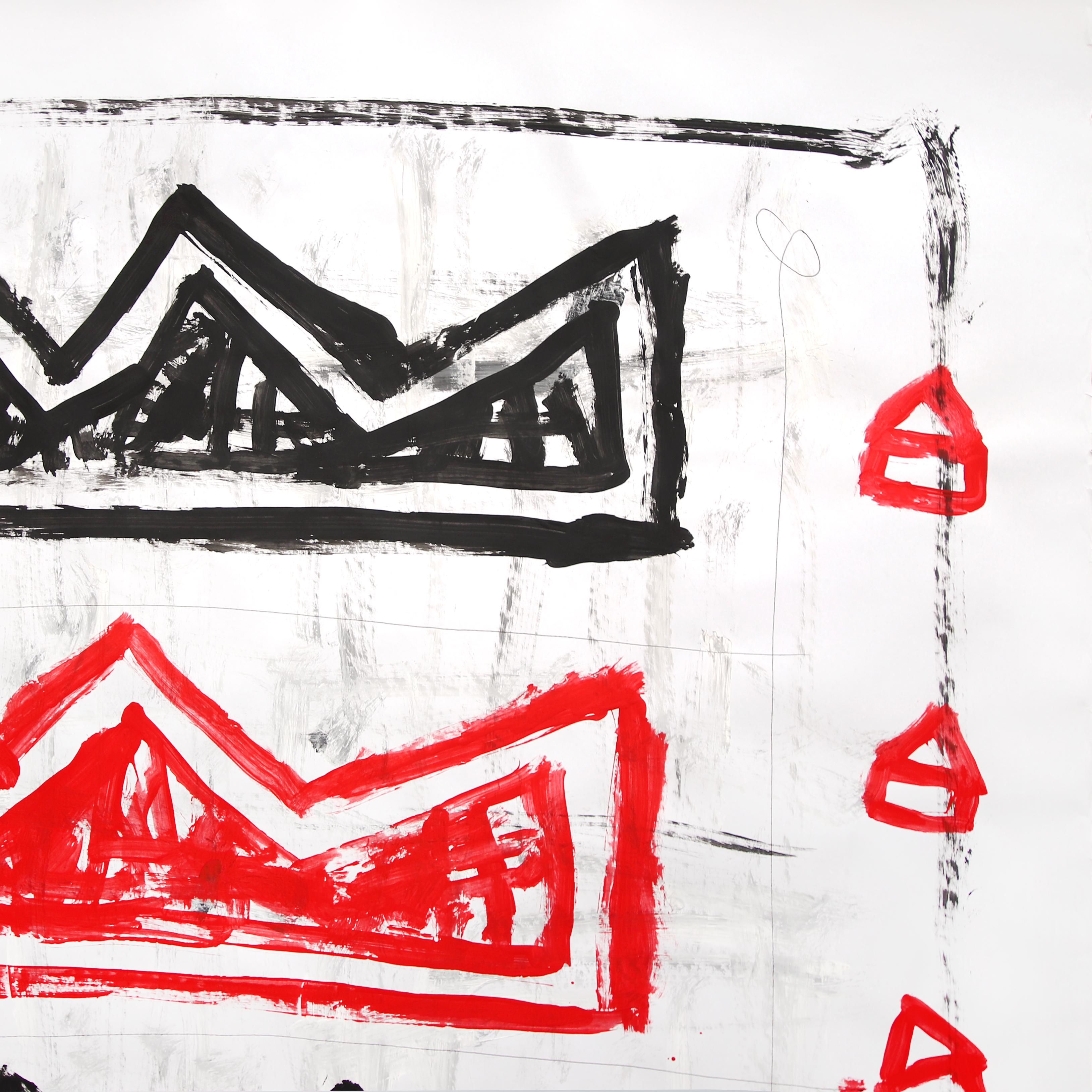 Coronas Poderosas - Pintura Pop Art Roja y Negra Original de Gary John en venta 2