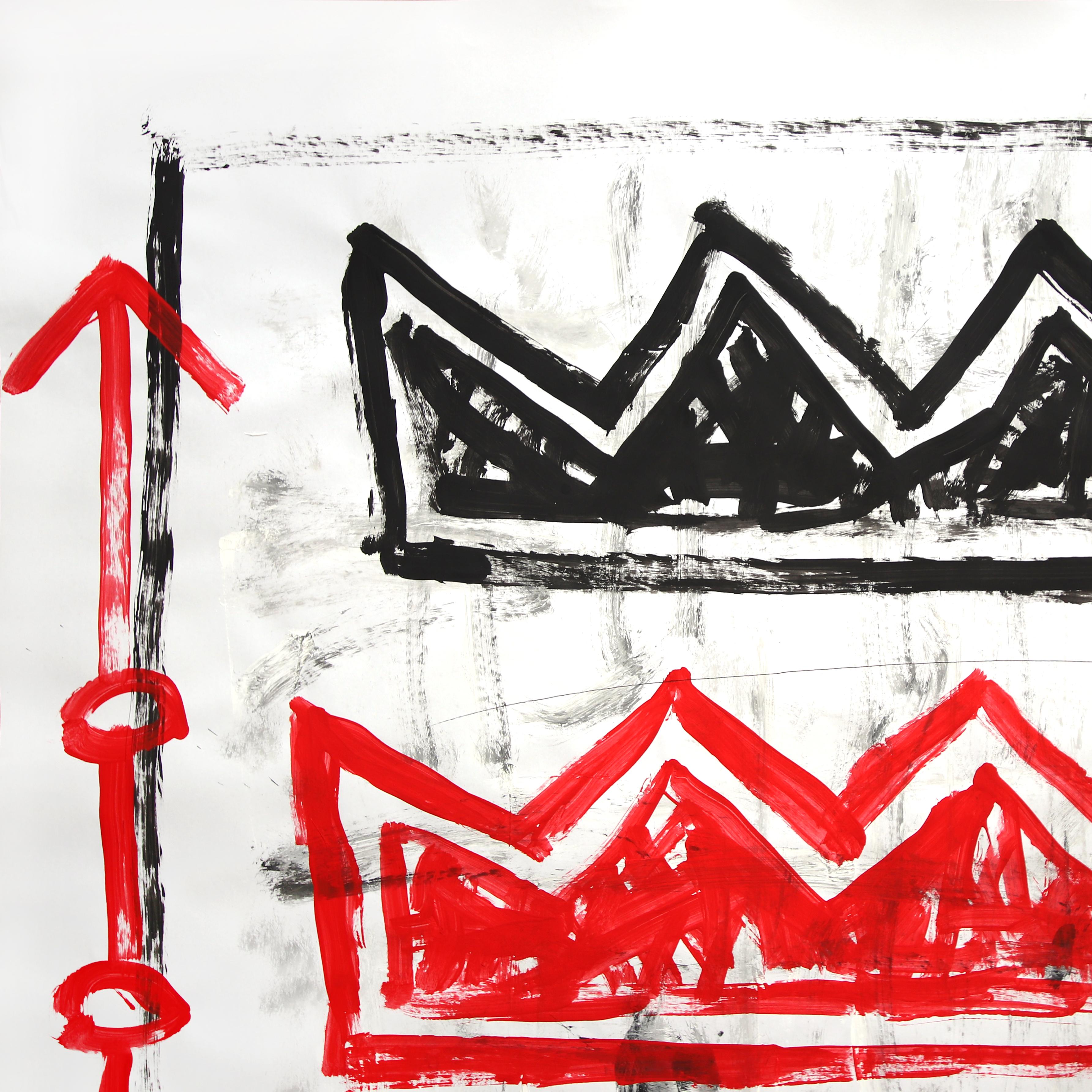Coronas Poderosas - Pintura Pop Art Roja y Negra Original de Gary John en venta 3