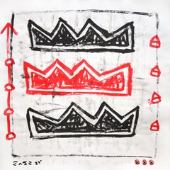 Mighty Crowns - Quadro Pop Art originale in rosso e nero di Gary Johns