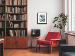 Mini Blue Martini - Quirky Original Mixed Media Framed Pop Artwork by Gary John