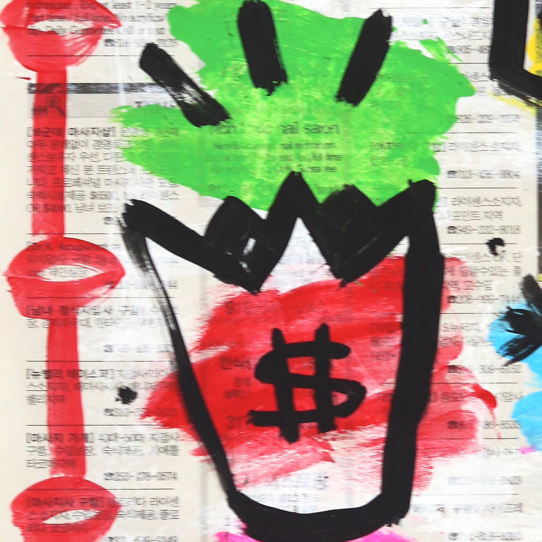 My Money - Abstract Colorful Quirky Animal Cartoon Pop Art Painting by Gary John For Sale 3