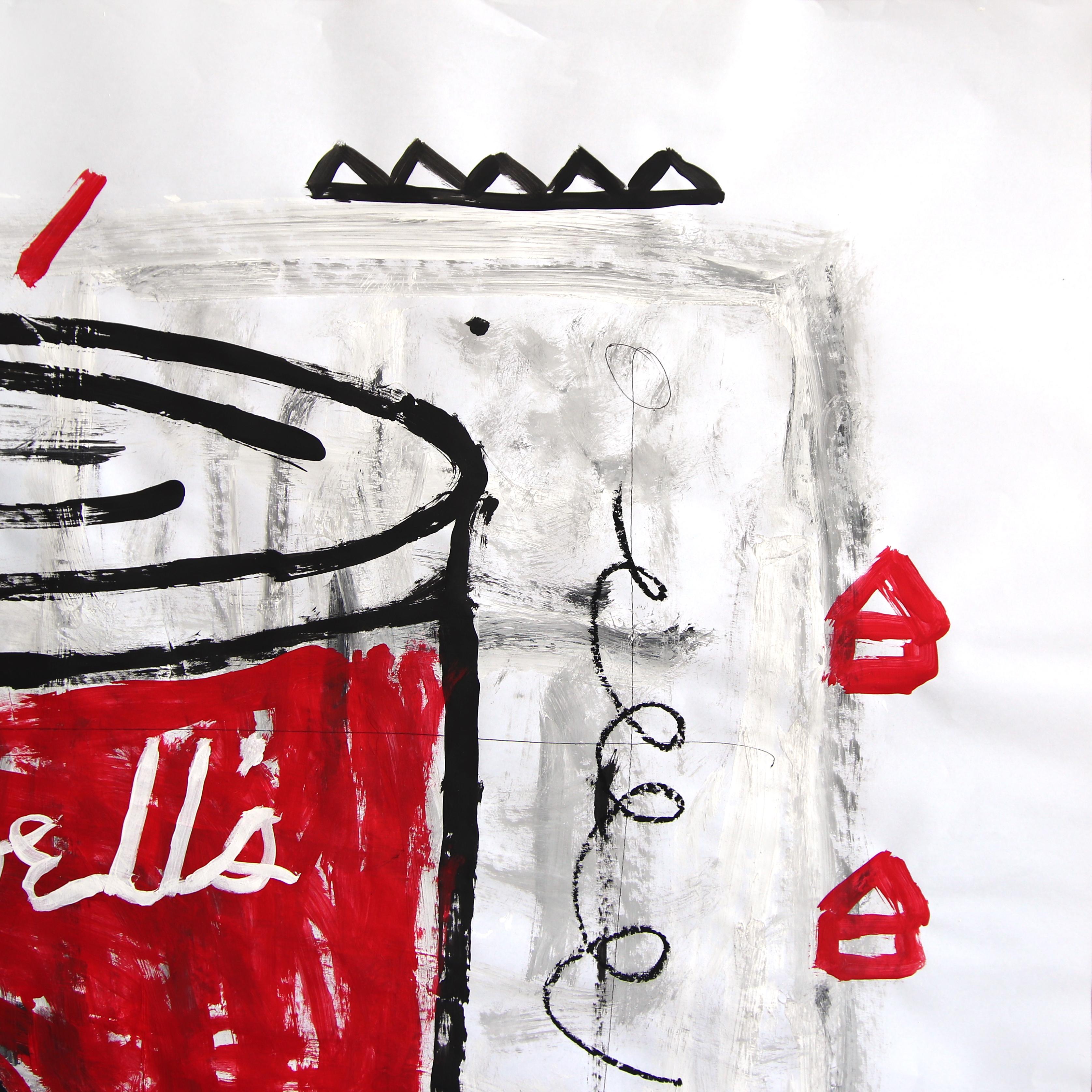 La mia zuppa di pomodoro - opera d'arte pop astratta e vibrante su carta di I. Johns - Painting Pop Art di Gary John