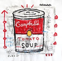 La mia zuppa di pomodoro - opera d'arte pop astratta e vibrante su carta di I. Johns