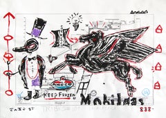 Mythos - Quadro originale di arte pop figurativa simbolica e surreale di Gary Johns