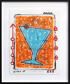 One More Pour - Color Drenched Martini Mixed Media Framed Pop Art by Gary John