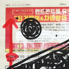 Paper Peckers - Abstract Figurative Black and Red Bird Painting by Gary John