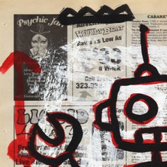 Robo Love Bug - Original schrullige figurative Pop Art auf Zeitungspapier von Gary John