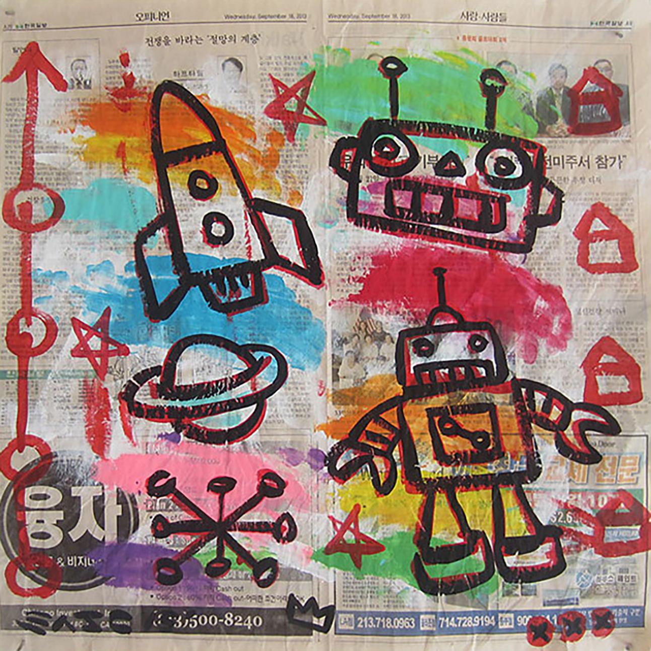 Gary John Figurative Painting - Rocket Robot
