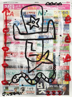 Rodeo Sheriff - Abstract Quirky Figurative Pop Art Western Painting by Gary John