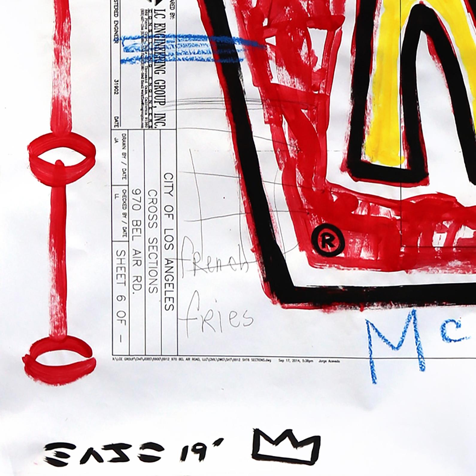 Salty Jumbo Fries – Original satirisches Pop-Art-Gemälde für Fast Food von Gary John im Angebot 5