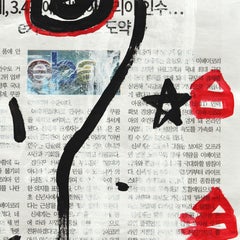 Skull Solo -Original Abstract Figurative Quirky Pop Art Painting by Gary John