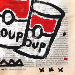 Soup Mouse Riot - Extravagante arte pop figurativo de ratones sobre papel de periódico por Gary John