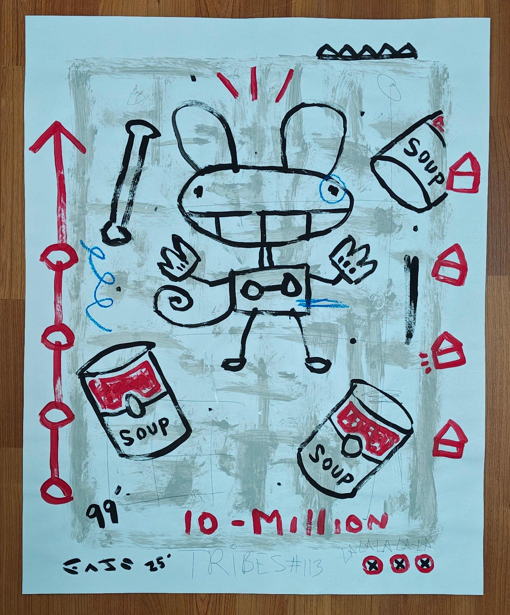Suppe, Original auf Papier von Gary John, Acryl, 24 x 24 Zoll, signiert