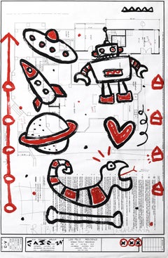 Creature dello spazio - Pittura astratta figurativa pop art di Gary Johns