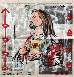 Street Heart Not Street Art - Abstract Figurative Jesus Painting by Gary John