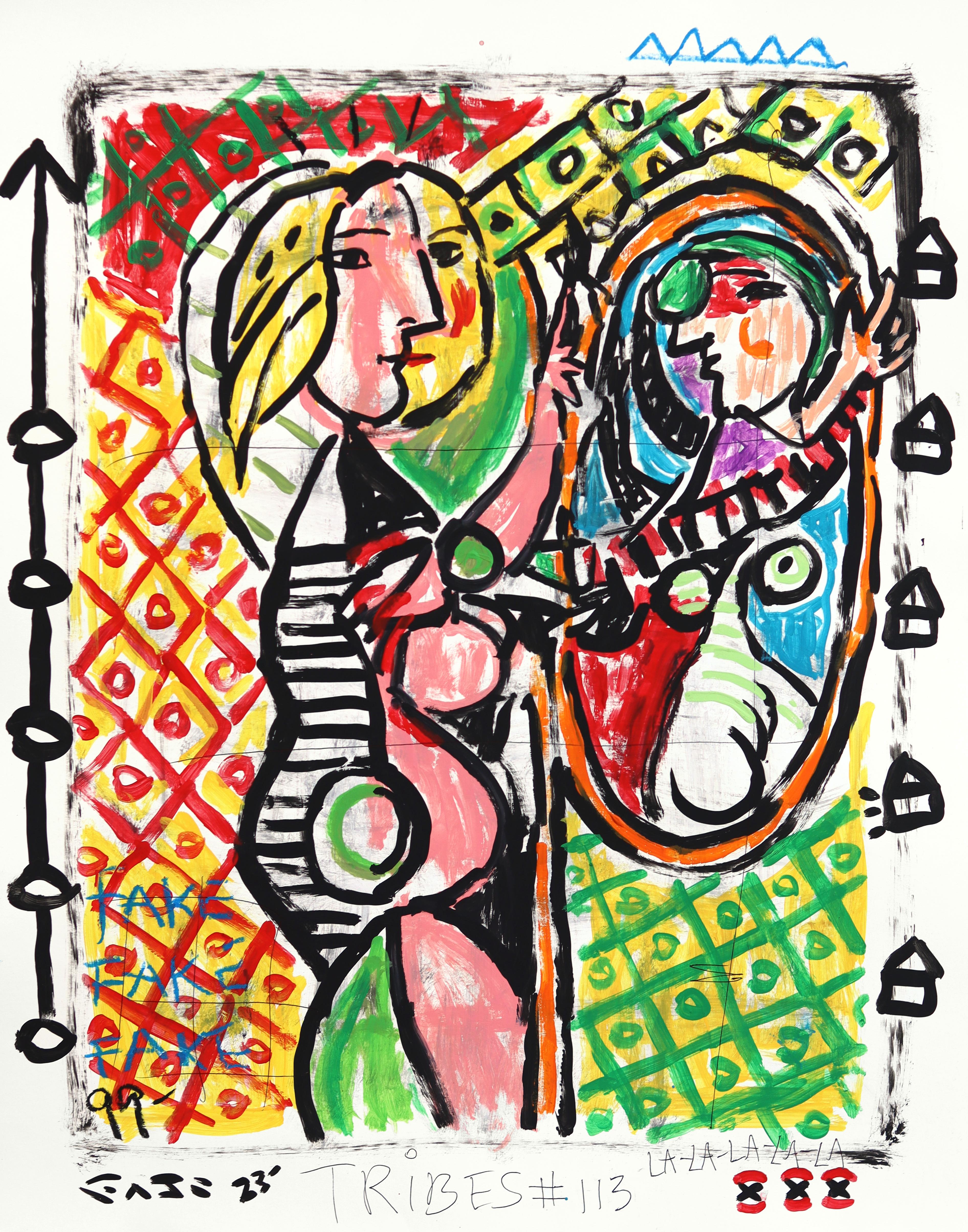 Striped Ego Trip - Abstract Color Drenched Figurative Pop Artwork by Gary John