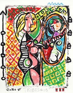 Striped Ego Trip - Abstract Color Drenched Figurative Pop Artwork by Gary John