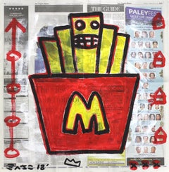 "The Mighty Fry"  Original French Fries Pop Street Art by Gary John on Newspaper