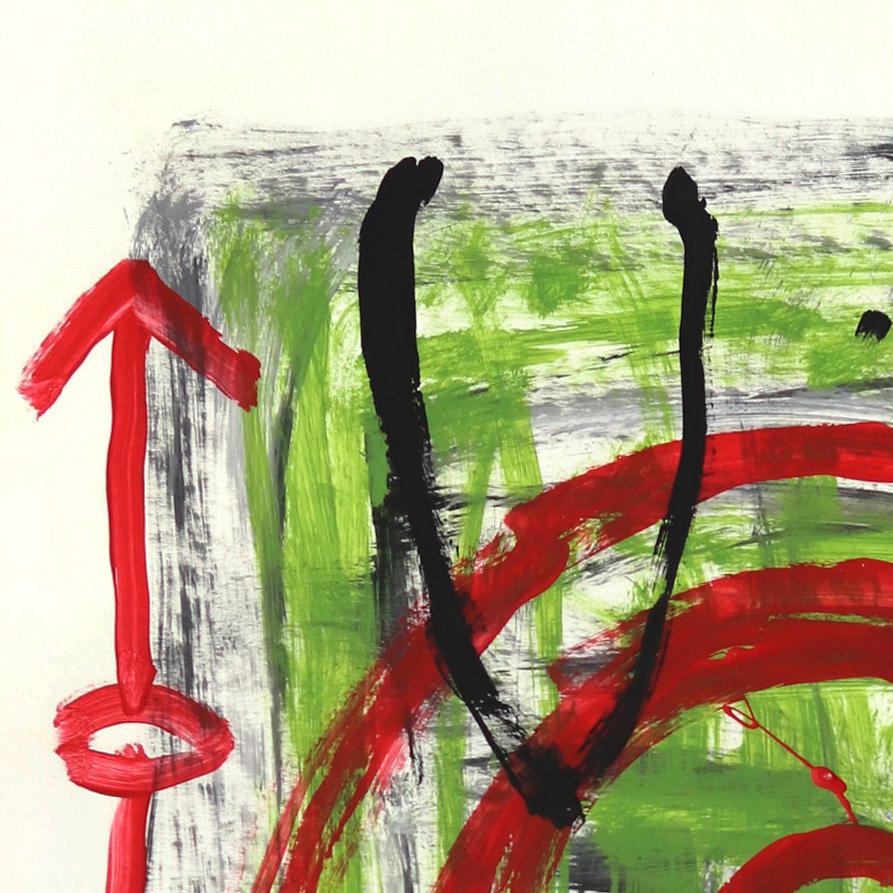 Tribus nº 33 - Pintura Pop Art original roja y verde con motivo de diana, de Gary John en venta 1