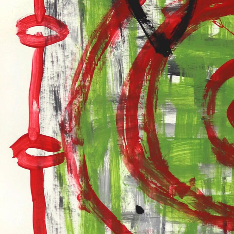 Tribus nº 33 - Pintura Pop Art original roja y verde con motivo de diana, de Gary John en venta 2