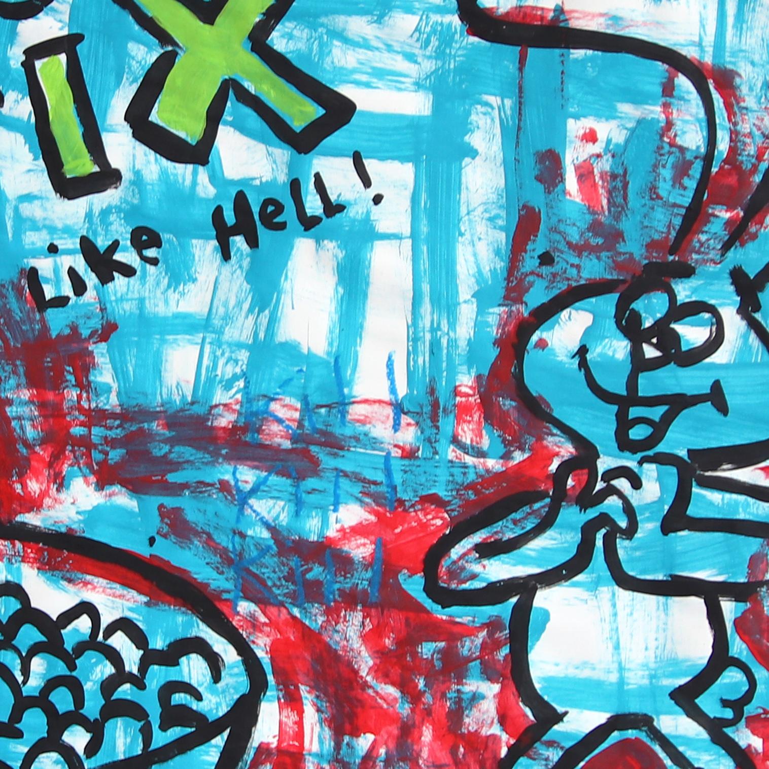 Trix Are For Me - Abstraktes figuratives Cartoon-Pop-Art-Gemälde von Gary John im Angebot 1
