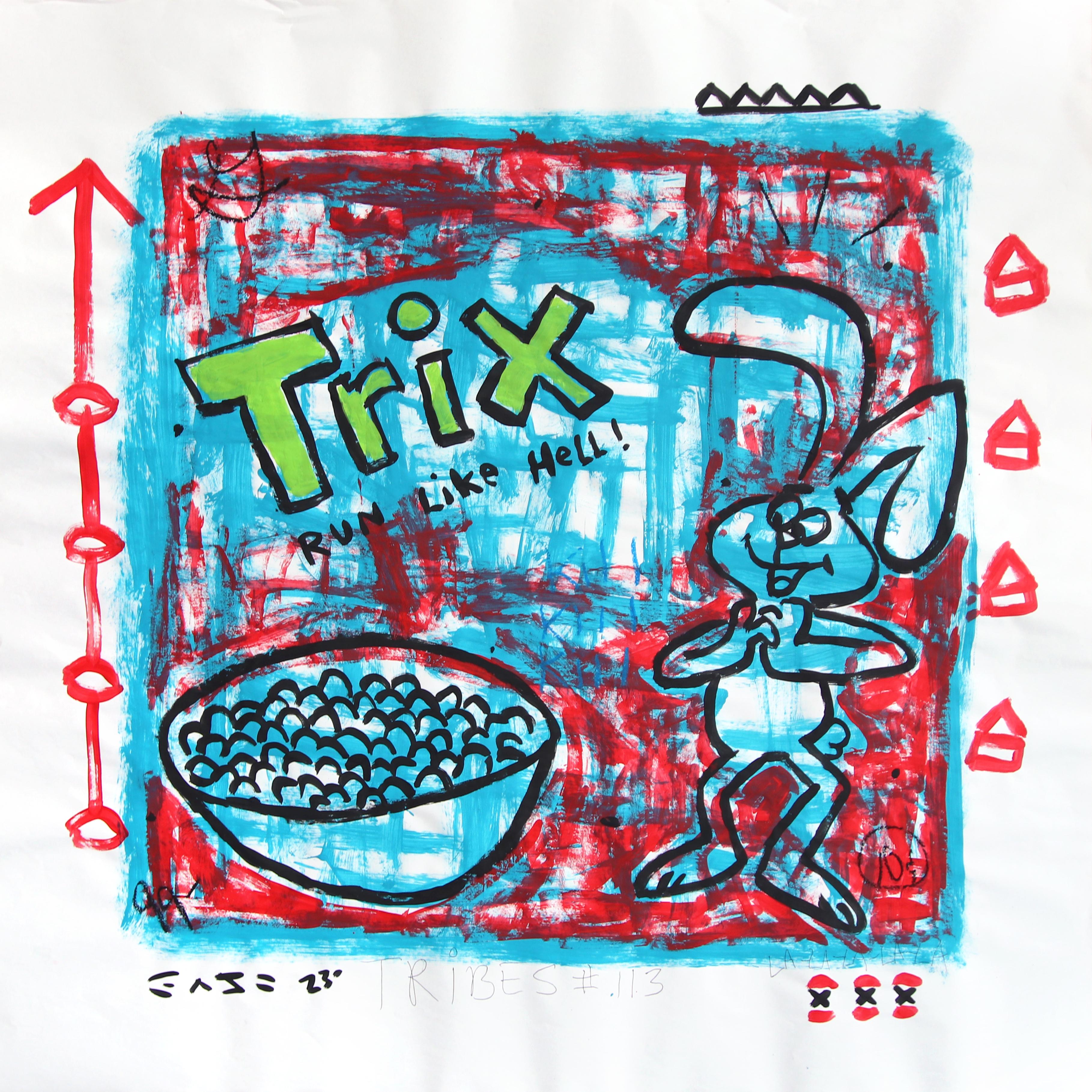 Trix Are For Me - Abstraktes figuratives Cartoon-Pop-Art-Gemälde von Gary John