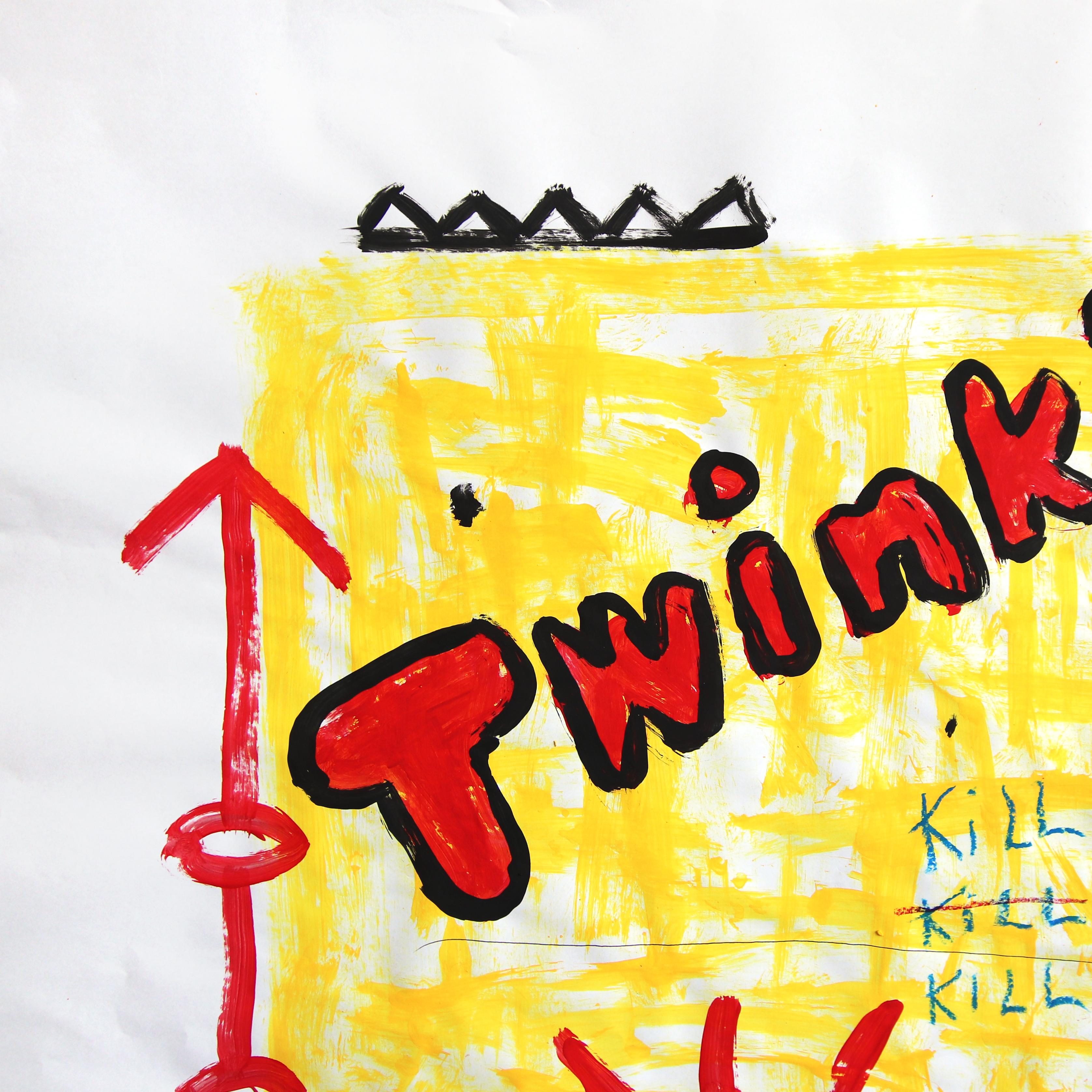 Twinkie Yellow - Original Figurative Quirky Mixed Media Pop Artwork by Gary John For Sale 1