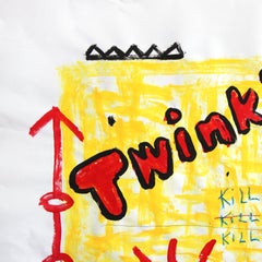 Twinkie Yellow - Œuvre originale d'art pop figuratif et excentrique en techniques mixtes de Gary Johns