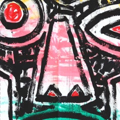Winking Mask - Original Abstract Figurative Acrylic Pop Artwork by Gary John