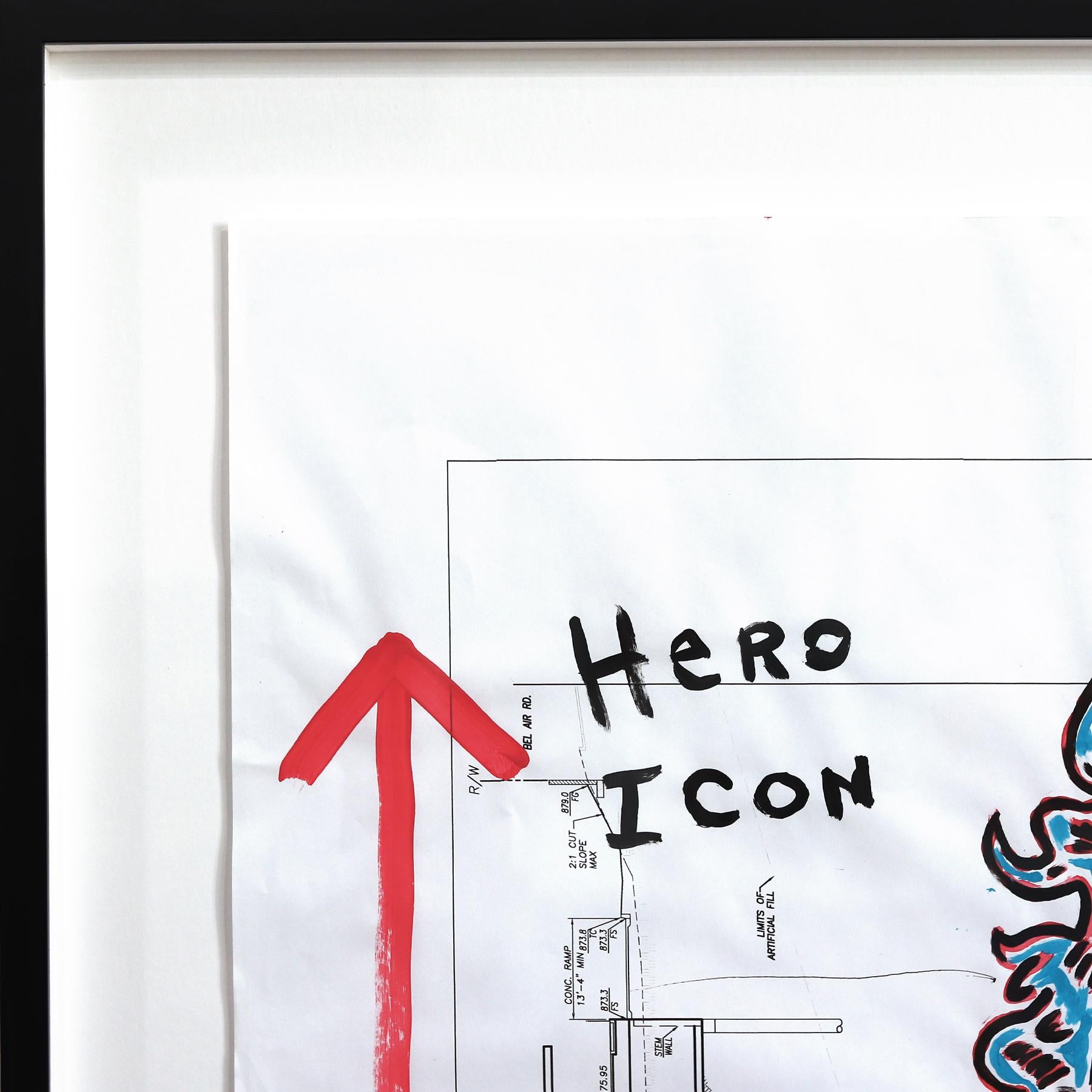 Wonder Woman Stride - Figurative Cartoon Mixed Media Framed Pop Art by Gary John For Sale 2