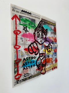 "Astro" Acrylic and Collage on Korean newsprint