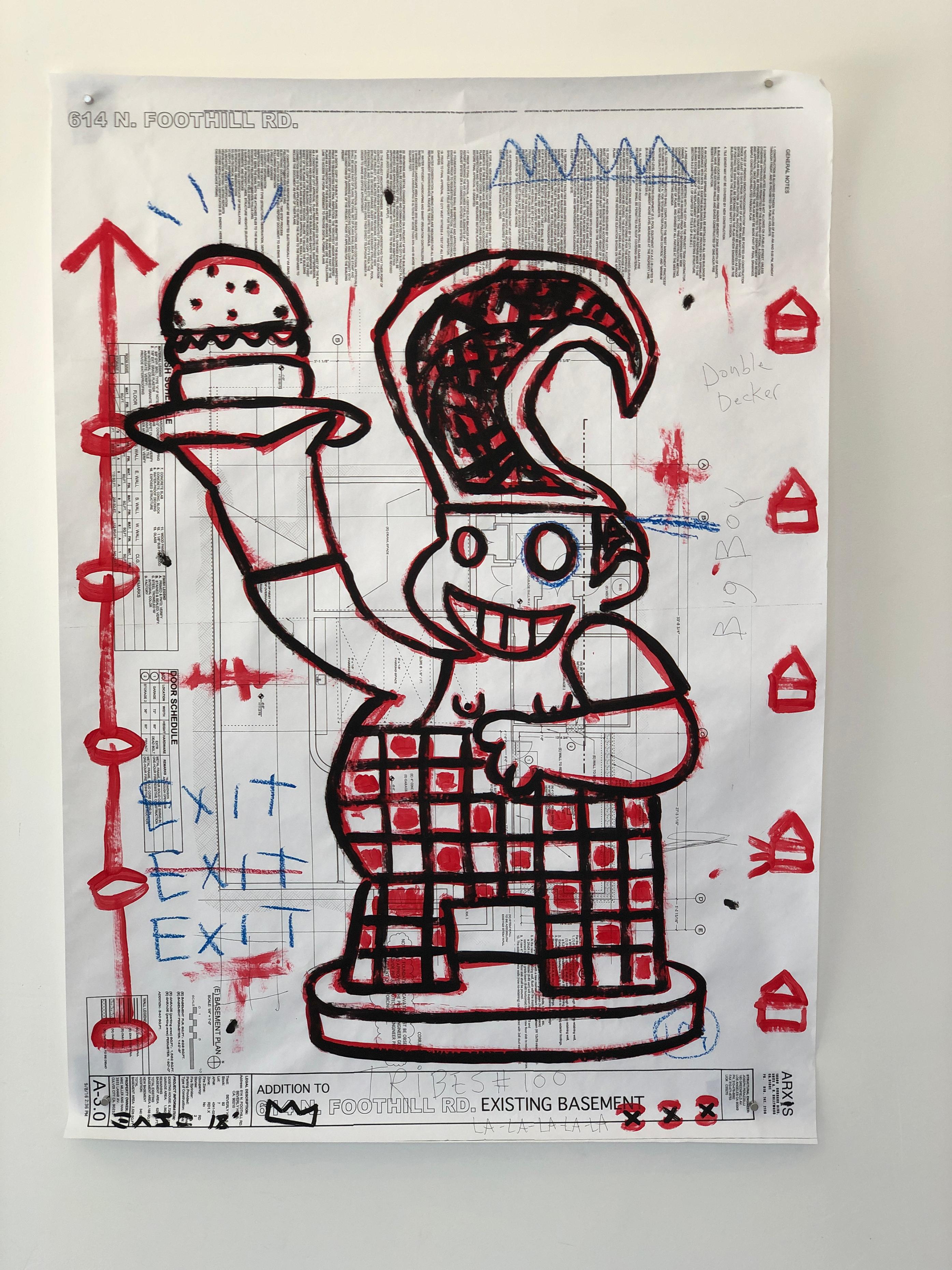 « Bob Big Boy Architectural » - Acrylique sur papier - Print de Gary John