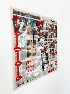 ""Dr. Suess" Acryl und Collage auf Los Angeleser Zeitungspapier
