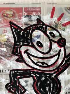 "Felix Meat" Acrylic and Collage on LA Times newsprint