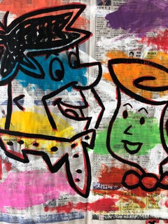 "Fred und Wilma" Acryl und Collage auf koreanischem Zeitungspapier