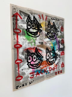 "Jackpot" Acrilico e collage su carta di giornale di Los Angeles