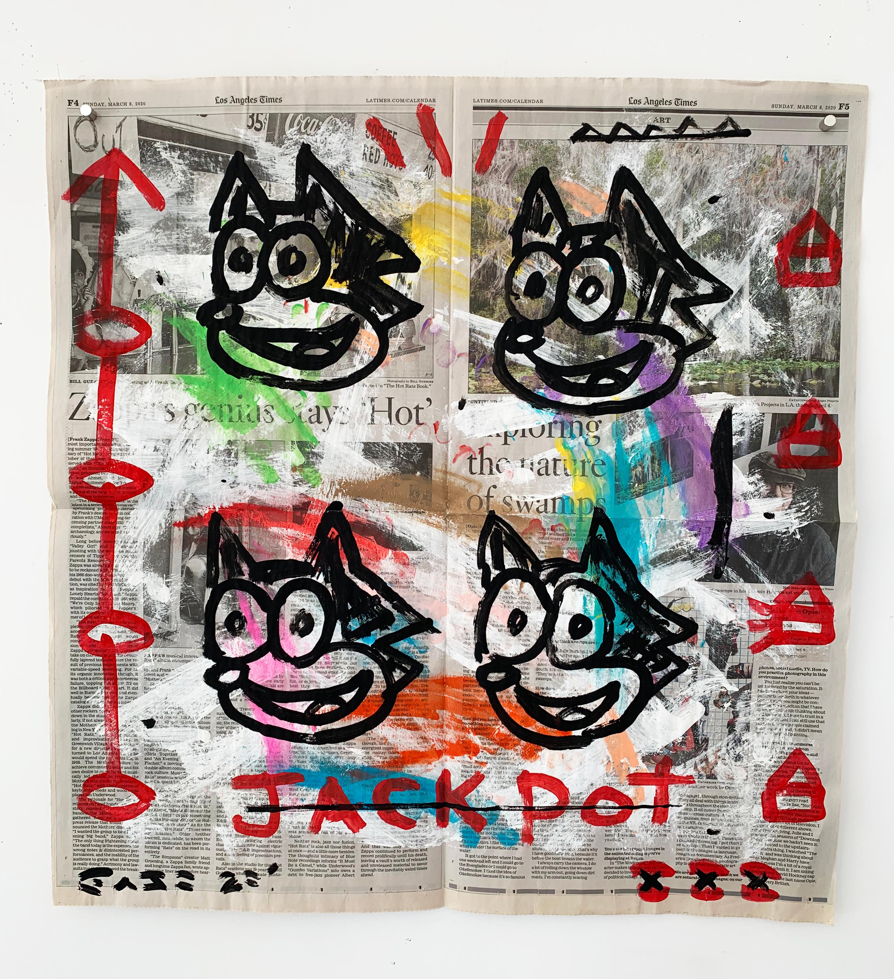 "Jackpot" Acrylic and Collage on Los Angeles newsprint