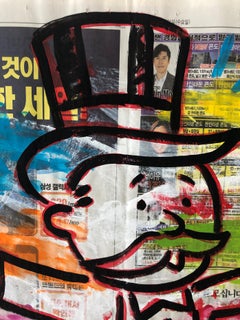 "Monopoli" Acrilico e collage su carta di giornale coreana