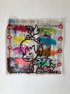 „Pebbles“ Acryl und Collage auf koreanischem Zeitungspapier