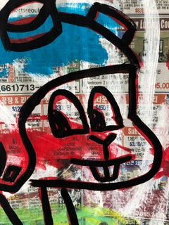 „Rocky““ Acryl und Collage auf Koreanischem Zeitungsdruck