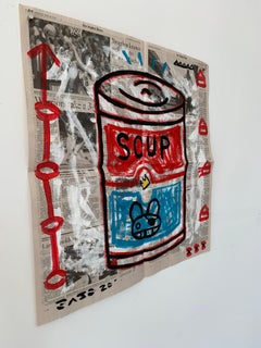 "Soup Can" Acrylic and Collage on Los Angeles newsprint
