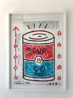 "Soup Can Architectural" - acrylic on architect paper, framed
