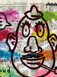 "Spud" Acrylic and Collage on Korean newsprint