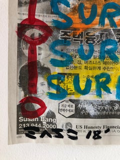 "Surfing Snoopy" Acrylic and Collage on Korean newsprint