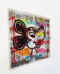 "Toxic Mickey" Acrylic and Collage on Korean newsprint