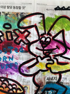 "Trix Corn Puffs" Acrylic and Collage on Korean newsprint