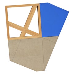 Kobalt - Blau und Beige Geometrisches abstraktes Gemälde